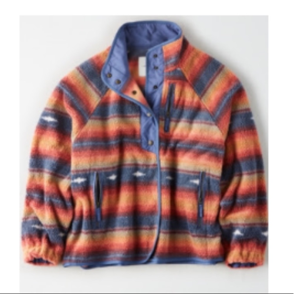 American Eagle Aztec Fleece Button Up